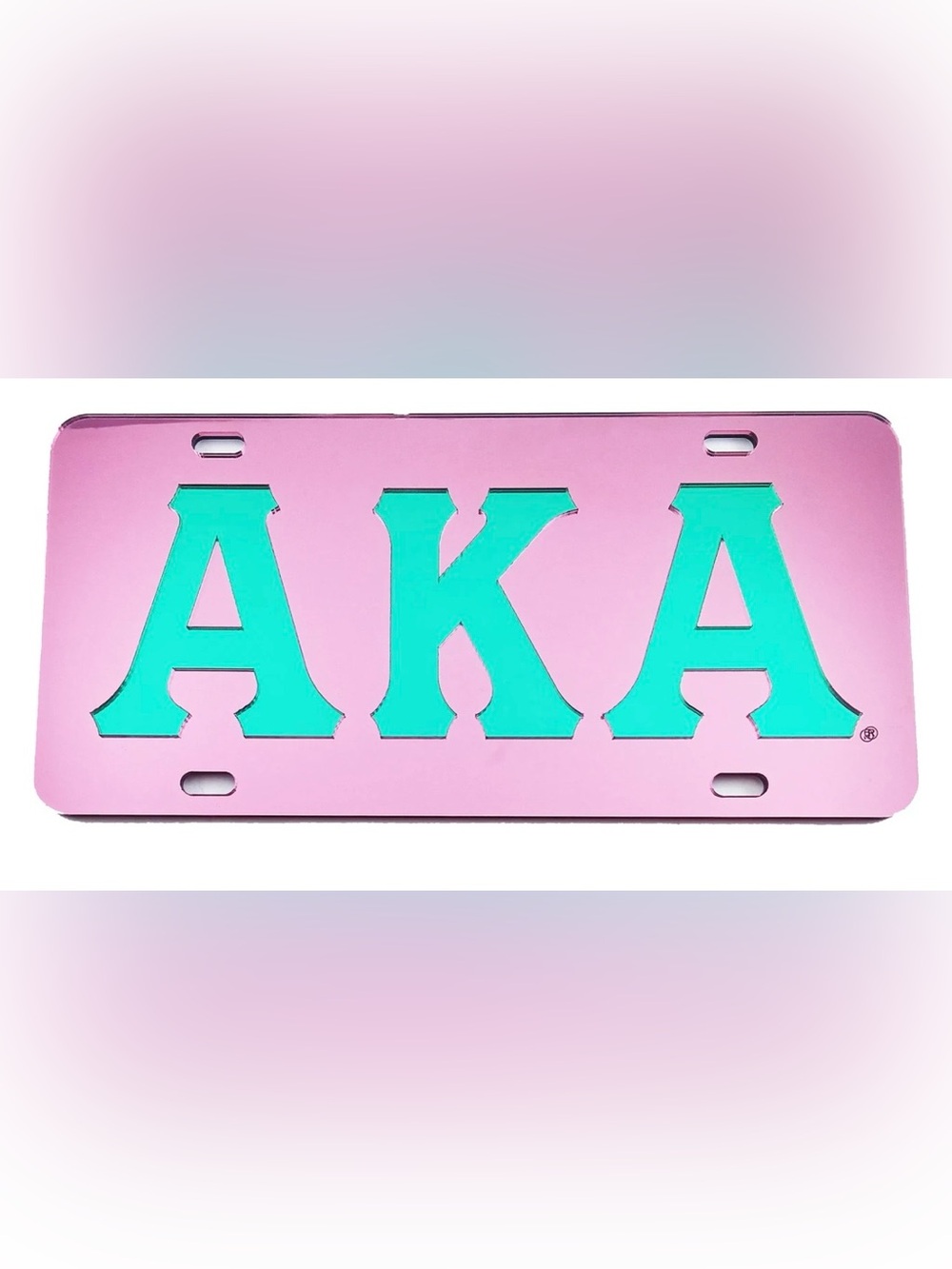 Alpha Kappa Alpha Inlaid Color Mirror License Plate [Pink/Green]